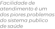 Facilidade de atendimento é um dos piores problemas do sistema publico de saúde
